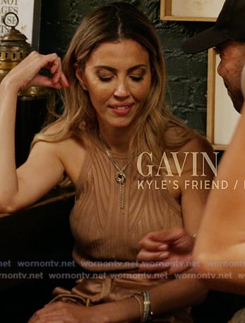 Georgina's brown ribeed halter knit top on In The City