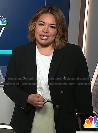 Gilma Avalos's black double breasted blazer on NBC News Daily