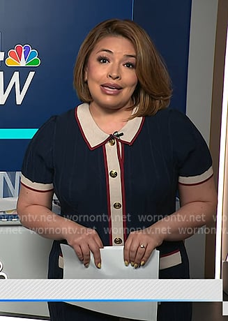 Gilma's navy contrast trim dress on NBC News Daily