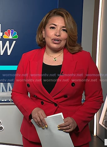 Gilma's red double breasted blazer on NBC News Daily