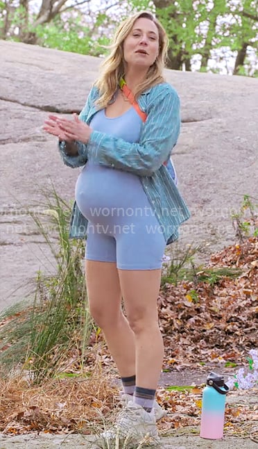 Ginny's blue romper and green striped shirt on The Four Seasons