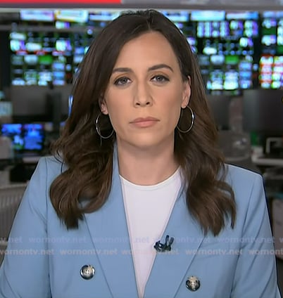 Hallie's blue double breasted blazer on Today