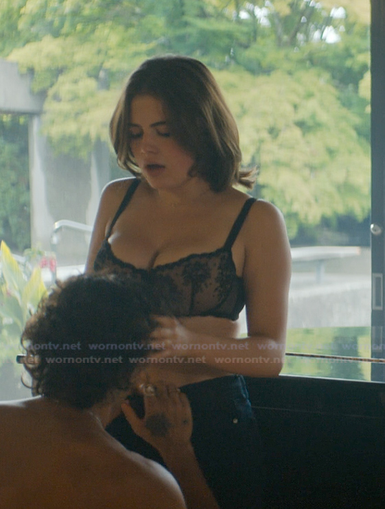 Hannah's black sheer bra on Off Campus