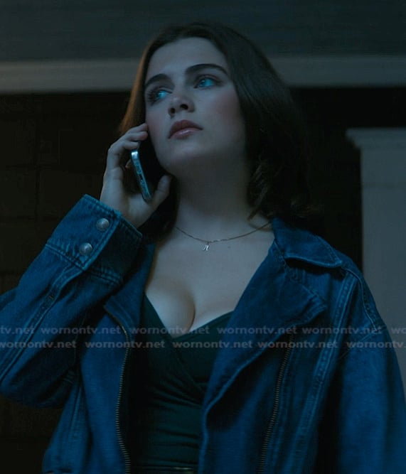 Hannah's denim jacket on Off Campus