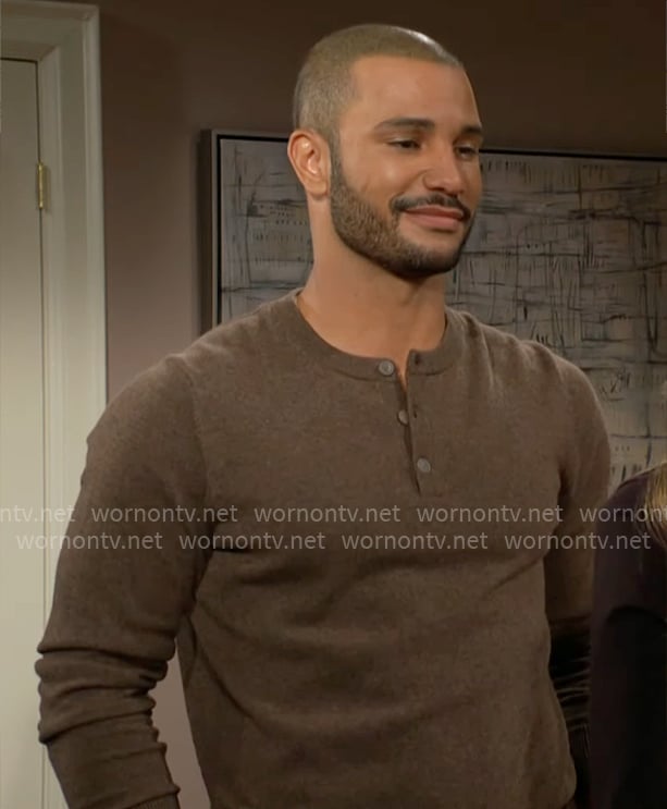 Holden's brown henley sweater on The Young and the Restless