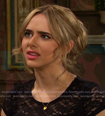 Holly's black short sleeve lace top on Days of our Lives
