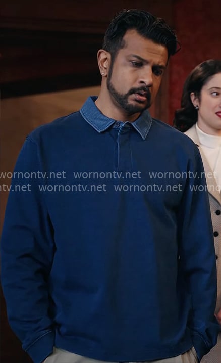 Jay's blue sweatshirt with denim collar on Ghosts