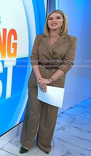 Jenna's brown stripe blazer and pants on Today