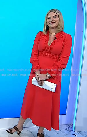 Jenna's red lace trim dress on Today