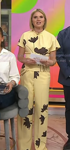 Jenna's yellow and brown floral print top and pants on Today