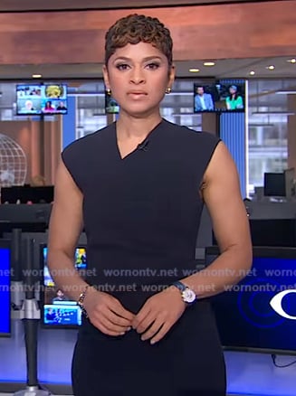 Jericka's cross front knit dress on CBS Evening News