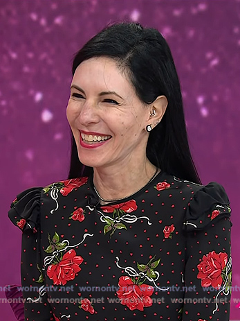 Jill Kargman's black rose print dress on Today