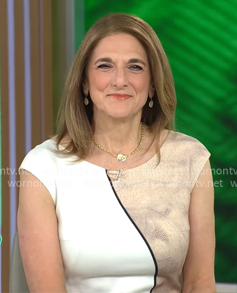 Jill Schlesinger's two-tone print dress on CBS Mornings