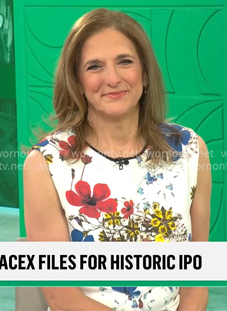 Jill Schlesinger's white floral dress on CBS Mornings
