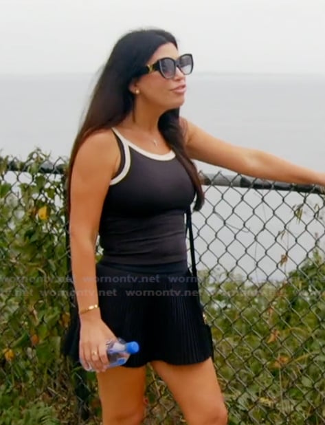 Jo-Ellen's black contrast tank and mini skirt on The Real Housewives of Rhode Island
