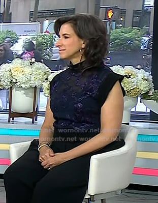 Jodi Kantor's metallic floral mesh top on Today