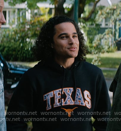 John's black Texas print hoodie on Off Campus