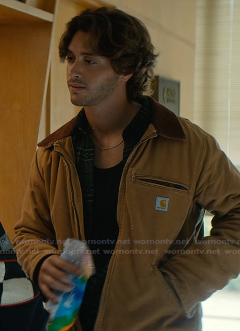 John's brown zip up jacket on Off Campus