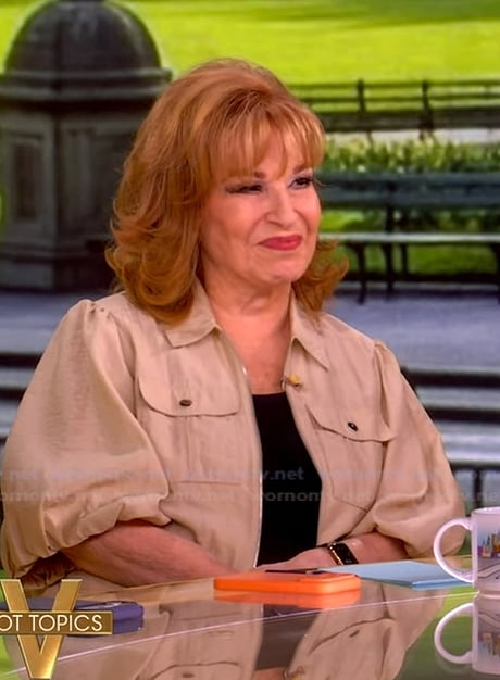 Joy's khaki bell sleeve jacket on The View