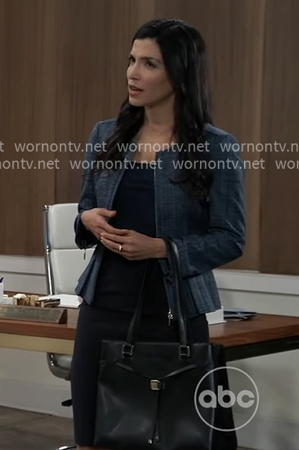 Justine's blue peplum jacket on General Hospital