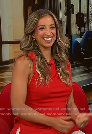 Katie Austin's red asymmetric top on NBC News Daily