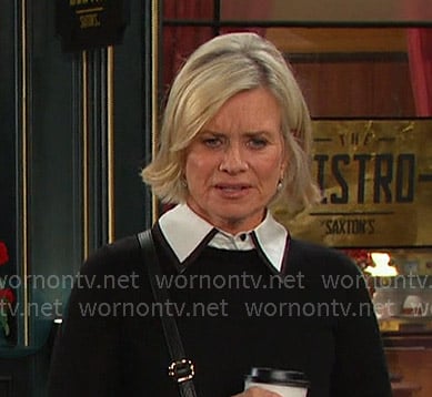 Kayla's black ruffle cuff sweater on Days of our Lives