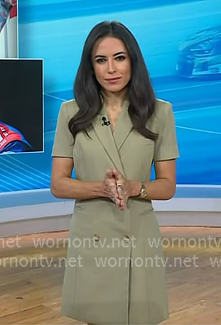 Kaylee's khaki green double breasted blazer dress on Today