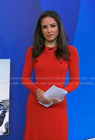 Kaylee's red ribbed midi dress on Today