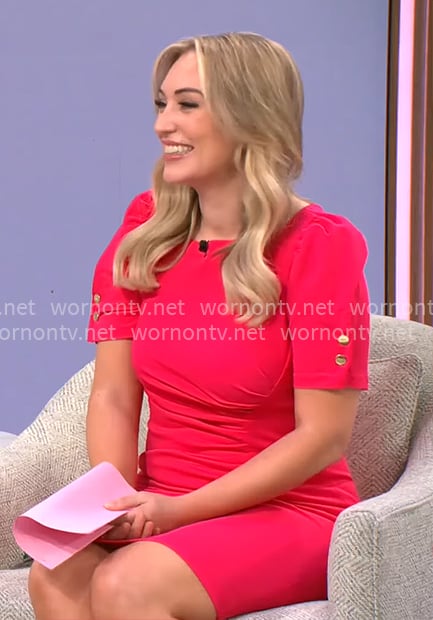 Kelly O'Grady's red puff-sleeve dress on CBS Mornings