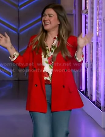 Kelly's floral print blouse on The Kelly Clarkson Show