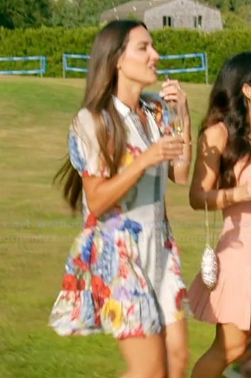 Kelsey's white floral print mini dress on The Real Housewives of Rhode Island