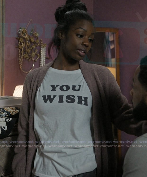 Kiesha you wish white tee on The Chi