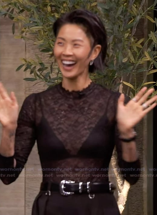 Kristen Kish's black lace top on Live with Kelly and Mark