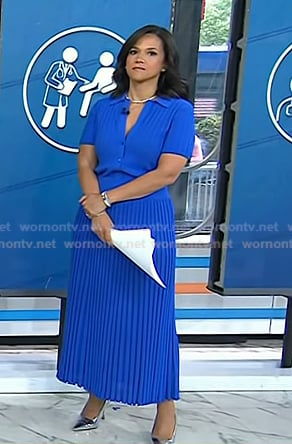 Laura's blue ribbed top and skirt on Today