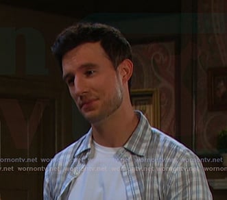 Liam's grey plaid button down shirt on Days of our Lives