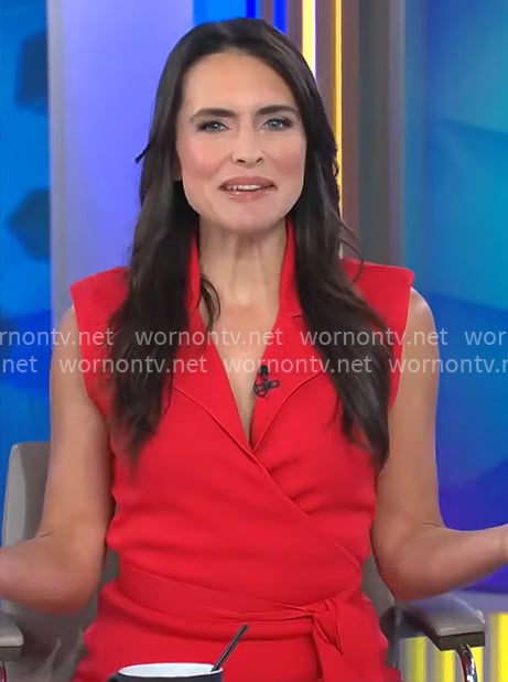 Lilia Luciano's red wrap top and pants set on CBS Mornings