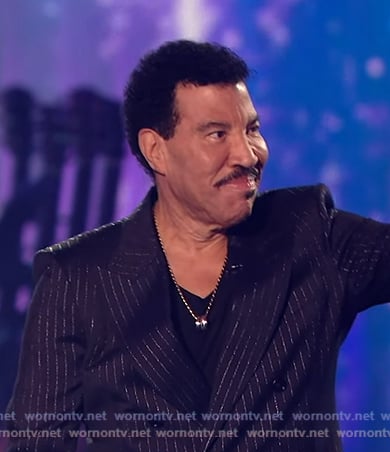Lionel Richie's black pinstripe blazer and pants on American Idol