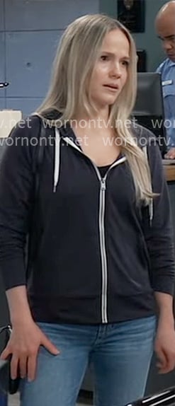 Lulu's charcoal zip hoodie on General Hospital