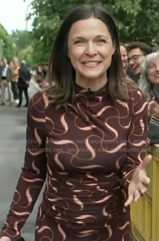 Maggie's burgundy printed dress on Good Morning America