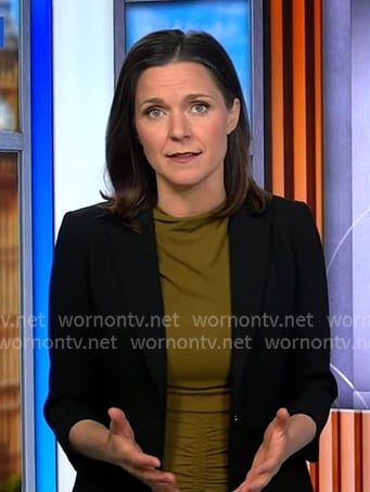 Maggie's green ruched dress on Good Morning America
