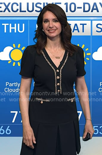 Maria's black v-neck pleated dress on Today
