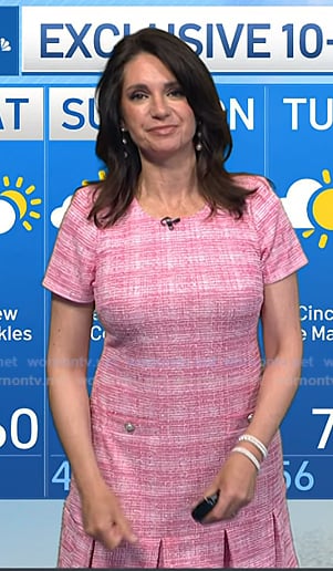 Maria's pink plaid pleated hem dress on Today