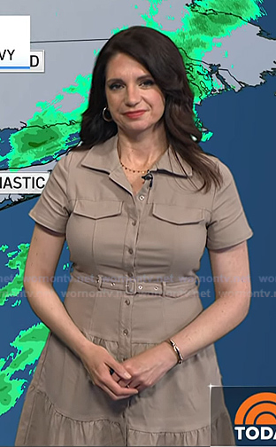Maria's taupe belted short sleeve shirtdress on Today