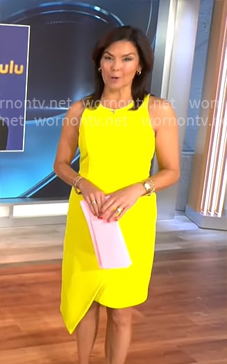 Meg Oliver's yellow asymmetric dress on CBS Mornings
