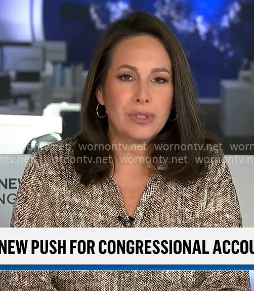 Nancy Cordes' printed blouse on CBS Mornings