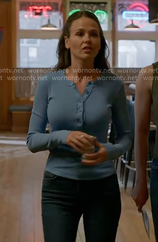 Novak's blue henley tee on Chicago Fire