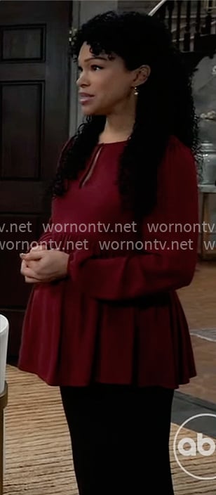 Portia's red maternity top on General Hospital