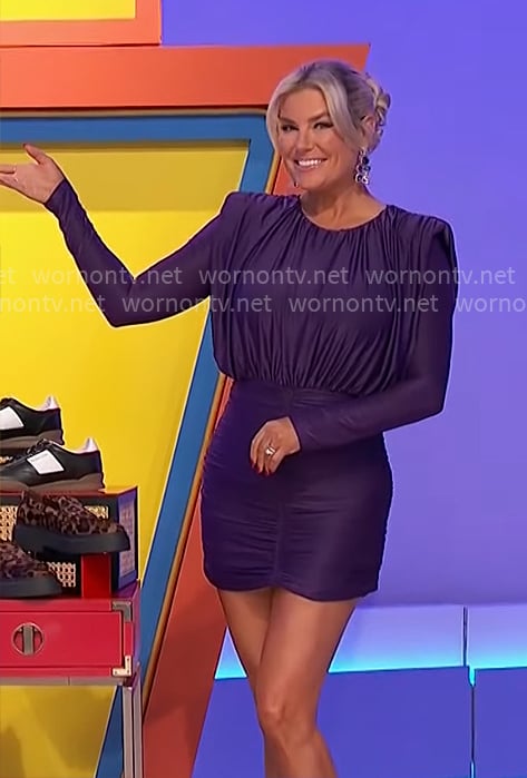 Rachel's purple ruched dress on The Price is Right