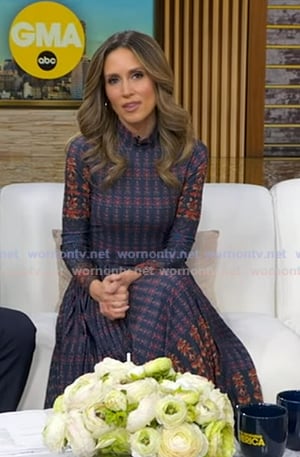 Rhiannon's blue floral dress on Good Morning America