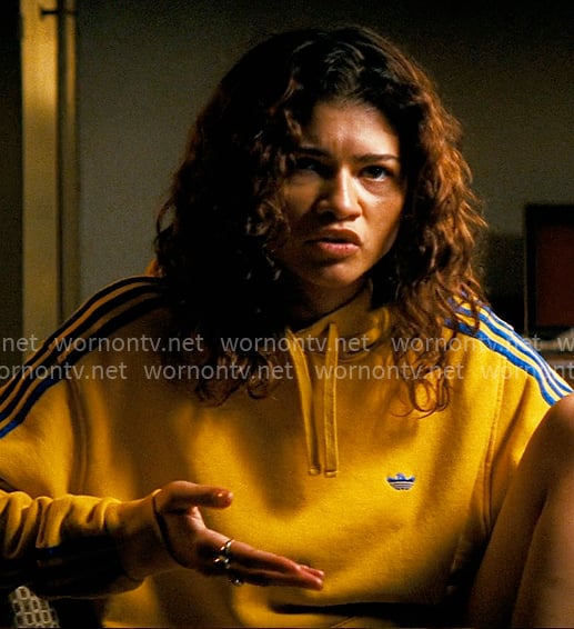 Rue's yellow Adidas hoodie on Euphoria